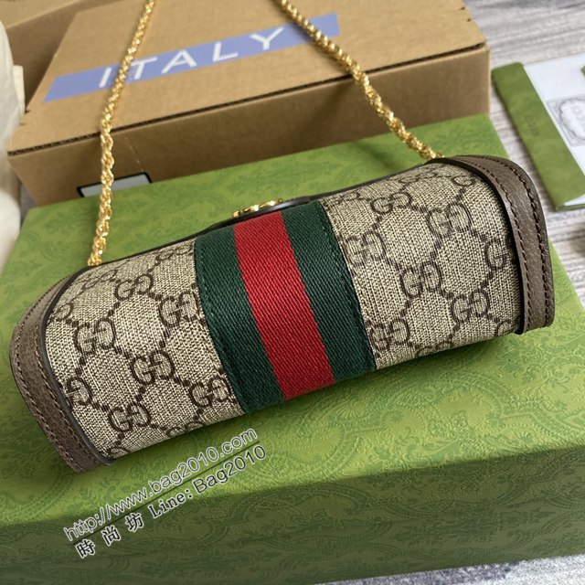 Gucci新款原廠皮女包 古馳Ophidia系列小號鏈條包 Gucci迷你號嵌花織帶條紋女包 498156  ydg3105